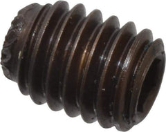Unbrako - #10-32 UNF, 1/4" OAL, Knurled Cup Point Set Screw - Grade 8 Alloy Steel, 3/32" Key - Industrial Tool & Supply
