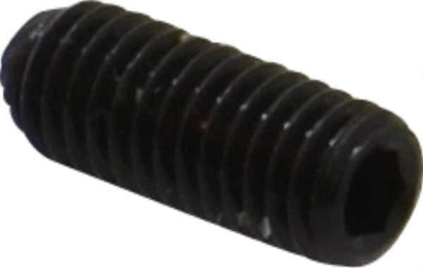 Unbrako - #10-32 UNF, 1/2" OAL, Knurled Cup Point Set Screw - Grade 8 Alloy Steel, 3/32" Key - Industrial Tool & Supply
