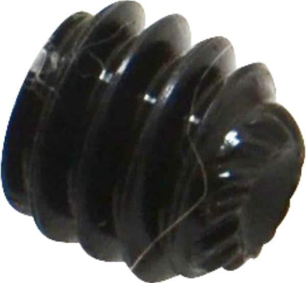 Unbrako - 1/4-20 UNC, 1/4" OAL, Knurled Cup Point Set Screw - Grade 8 Alloy Steel, 1/8" Key - Industrial Tool & Supply