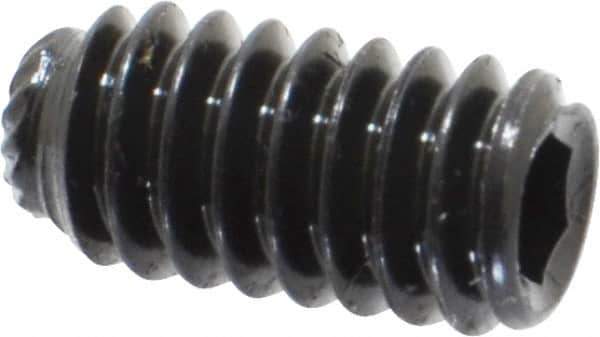 Unbrako - 1/4-20 UNC, 1/2" OAL, Knurled Cup Point Set Screw - Grade 8 Alloy Steel, 1/8" Key - Industrial Tool & Supply