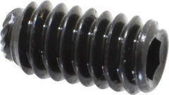 Unbrako - 1/4-20 UNC, 1/2" OAL, Knurled Cup Point Set Screw - Grade 8 Alloy Steel, 1/8" Key - Industrial Tool & Supply