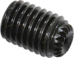 Unbrako - 1/4-28 UNF, 3/8" OAL, Knurled Cup Point Set Screw - Grade 8 Alloy Steel, 1/8" Key - Industrial Tool & Supply