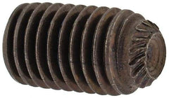 Unbrako - 1/4-28 UNF, 7/16" OAL, Knurled Cup Point Set Screw - Grade 8 Alloy Steel, 1/8" Key - Industrial Tool & Supply