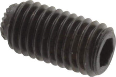 Unbrako - 1/4-28 UNF, 1/2" OAL, Knurled Cup Point Set Screw - Grade 8 Alloy Steel, 1/8" Key - Industrial Tool & Supply