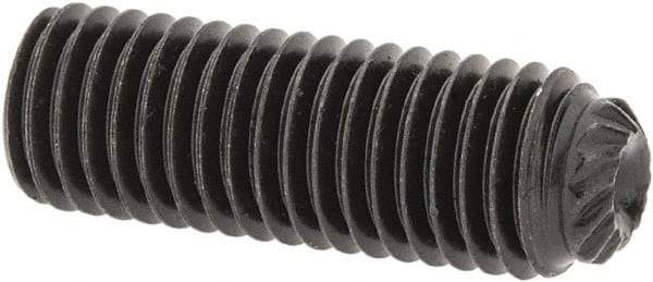 Unbrako - 1/4-28 UNF, 5/16" OAL, Knurled Cup Point Set Screw - Grade 8 Alloy Steel, 1/8" Key - Industrial Tool & Supply