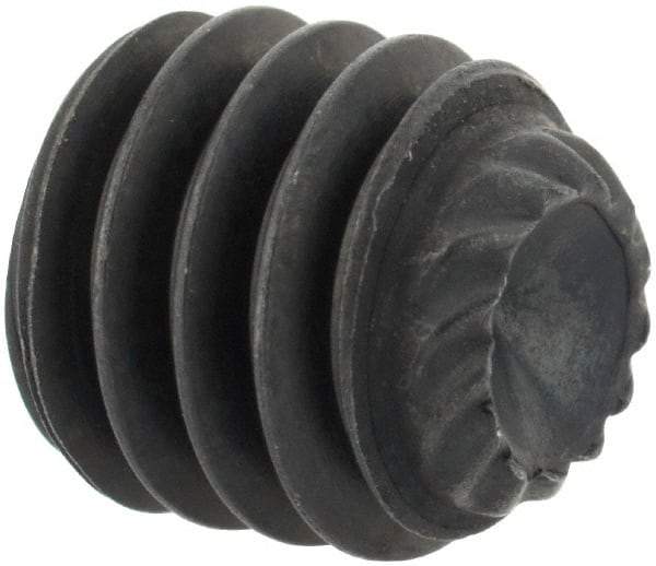Unbrako - 5/16-18 UNC, 5/16" OAL, Knurled Cup Point Set Screw - Grade 8 Alloy Steel, 5/32" Key - Industrial Tool & Supply