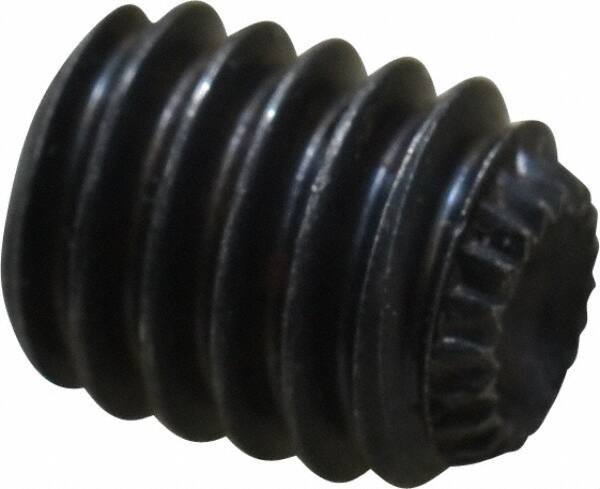 Unbrako - 5/16-18 UNC, 3/8" OAL, Knurled Cup Point Set Screw - Grade 8 Alloy Steel, 5/32" Key - Industrial Tool & Supply
