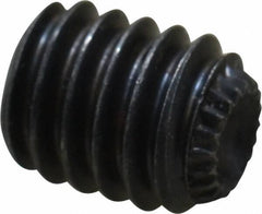 Unbrako - 5/16-18 UNC, 3/8" OAL, Knurled Cup Point Set Screw - Grade 8 Alloy Steel, 5/32" Key - Industrial Tool & Supply