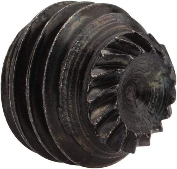 Unbrako - 5/16-24 UNF, 1/4" OAL, Knurled Cup Point Set Screw - Grade 8 Alloy Steel, 5/32" Key - Industrial Tool & Supply