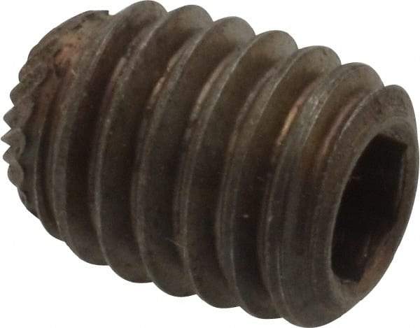 Unbrako - 3/8-16 UNC, 1/2" OAL, Knurled Cup Point Set Screw - Grade 8 Alloy Steel, 3/16" Key - Industrial Tool & Supply