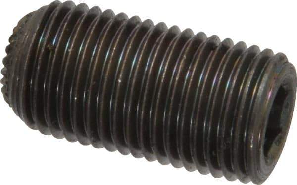 Unbrako - 1/2-20 UNF, 1" OAL, Knurled Cup Point Set Screw - Grade 8 Alloy Steel, 1/4" Key - Industrial Tool & Supply