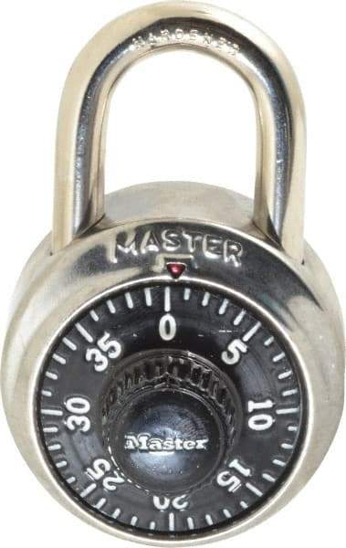 Master Lock - 1-7/8" Body Width, 3/4" Shackle Clearance, Stainless Steel Combination Lock - 9/32" Shackle Diam, 13/16" Shackle Width - Industrial Tool & Supply