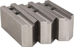 H & R Manufacturing - 1.5mm x 60° Serrated Attachment, Square Soft Lathe Chuck Jaw - 3 Jaws, Steel, 1.181" Btw Mount Hole Ctrs, 5" Long x 1-3/4" Wide x 2-1/2" High, 0.63" Groove, 12mm Fastener - Industrial Tool & Supply