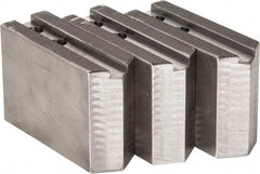 H & R Manufacturing - 1.5mm x 60° Serrated Attachment, Square Soft Lathe Chuck Jaw - 3 Jaws, Steel, 1.181" Btw Mount Hole Ctrs, 5" Long x 1-3/4" Wide x 3-1/2" High, 0.63" Groove, 12mm Fastener - Industrial Tool & Supply