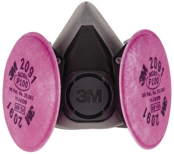 3M - Size M, P100 NIOSH Filter Rating, Thermoplastic Elastomer, Half Mask Facepiece Respirator Assembly - Protection from Oil and Non-Oil Based Particles, 2 Point Suspension - Industrial Tool & Supply