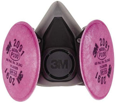 3M - Size M, P100 NIOSH Filter Rating, Thermoplastic Elastomer, Half Mask Facepiece Respirator Assembly - Protection from Oil and Non-Oil Based Particles, 2 Point Suspension - Industrial Tool & Supply