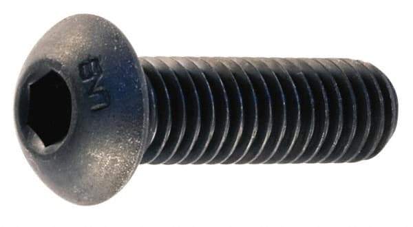 Unbrako - 1/2-13 UNC Hex Socket Drive, Button Screw - Alloy Steel, Black Oxide Finish, 1-1/4" Length Under Head - Industrial Tool & Supply