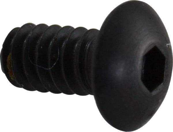 Unbrako - #4-40 UNC Hex Socket Drive, Button Screw - Alloy Steel, Black Oxide Finish, 1/4" Length Under Head - Industrial Tool & Supply