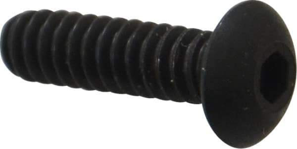 Unbrako - #6-32 UNC Hex Socket Drive, Button Screw - Alloy Steel, Black Oxide Finish, 1/2" Length Under Head - Industrial Tool & Supply