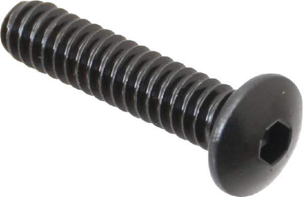 Unbrako - #6-32 UNC Hex Socket Drive, Button Screw - Alloy Steel, Black Oxide Finish, 5/8" Length Under Head - Industrial Tool & Supply