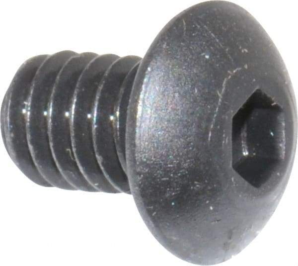 Unbrako - #8-32 UNC Hex Socket Drive, Button Screw - Alloy Steel, Black Oxide Finish, 1/4" Length Under Head - Industrial Tool & Supply