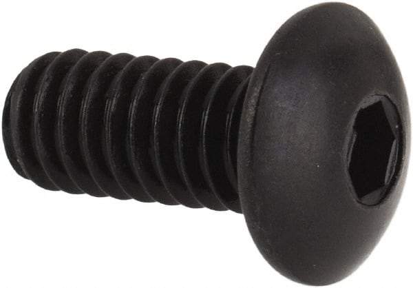 Unbrako - #8-32 UNC Hex Socket Drive, Button Screw - Alloy Steel, Black Oxide Finish, 3/8" Length Under Head - Industrial Tool & Supply