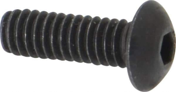 Unbrako - #8-32 UNC Hex Socket Drive, Button Screw - Alloy Steel, Black Oxide Finish, 1/2" Length Under Head - Industrial Tool & Supply