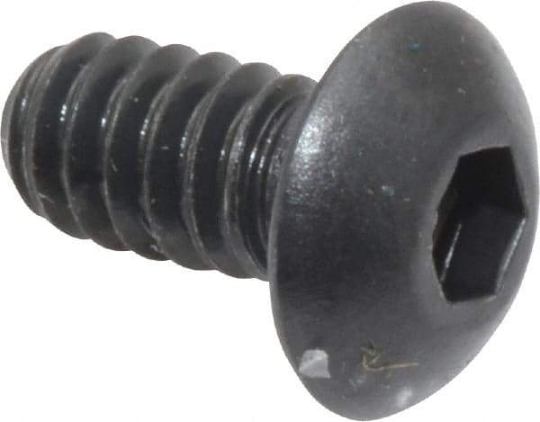 Unbrako - #10-24 UNC Hex Socket Drive, Button Screw - Alloy Steel, Black Oxide Finish, 3/8" Length Under Head - Industrial Tool & Supply