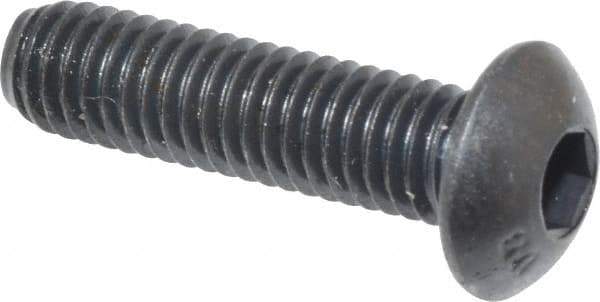 Unbrako - #10-32 UNF Hex Socket Drive, Button Screw - Alloy Steel, Black Oxide Finish, 3/4" Length Under Head - Industrial Tool & Supply