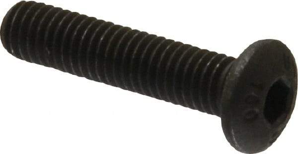 Unbrako - #10-32 UNF Hex Socket Drive, Button Screw - Alloy Steel, Black Oxide Finish, 7/8" Length Under Head - Industrial Tool & Supply
