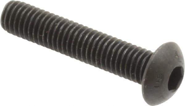 Unbrako - #10-32 UNF Hex Socket Drive, Button Screw - Alloy Steel, Black Oxide Finish, 1" Length Under Head - Industrial Tool & Supply