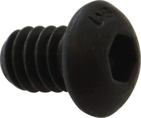 Unbrako - 1/4-20 UNC Hex Socket Drive, Button Screw - Alloy Steel, Black Oxide Finish, 3/8" Length Under Head - Industrial Tool & Supply