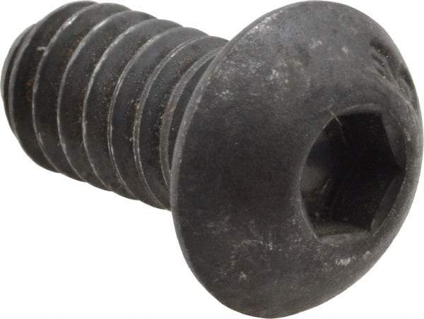 Unbrako - 1/4-20 UNC Hex Socket Drive, Button Screw - Alloy Steel, Black Oxide Finish, 1/2" Length Under Head - Industrial Tool & Supply
