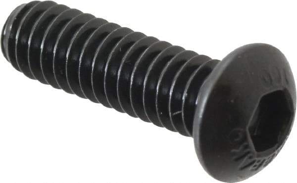Unbrako - 1/4-20 UNC Hex Socket Drive, Button Screw - Alloy Steel, Black Oxide Finish, 7/8" Length Under Head - Industrial Tool & Supply