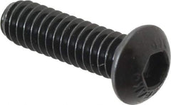 Unbrako - 1/4-20 UNC Hex Socket Drive, Button Screw - Alloy Steel, Black Oxide Finish, 7/8" Length Under Head - Industrial Tool & Supply
