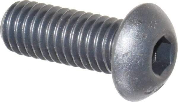 Unbrako - 3/8-16 UNC Hex Socket Drive, Button Screw - Alloy Steel, Black Oxide Finish, 1" Length Under Head - Industrial Tool & Supply