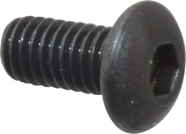 Unbrako - M3x0.50 Metric Coarse Hex Socket Drive, Button Screw - Alloy Steel, Black Oxide Finish, 6mm Length Under Head - Industrial Tool & Supply