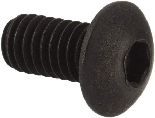 Unbrako - M4x0.70 Metric Coarse Hex Socket Drive, Button Screw - Alloy Steel, Black Oxide Finish, 8mm Length Under Head - Industrial Tool & Supply