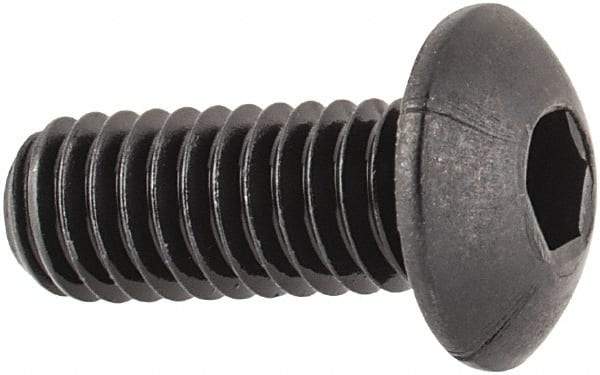 Unbrako - M4x0.70 Metric Coarse Hex Socket Drive, Button Screw - Alloy Steel, Black Oxide Finish, 10mm Length Under Head - Industrial Tool & Supply