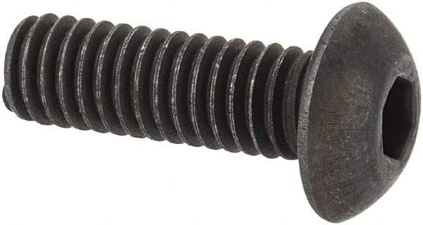 Unbrako - M4x0.70 Metric Coarse Hex Socket Drive, Button Screw - Alloy Steel, Black Oxide Finish, 12mm Length Under Head - Industrial Tool & Supply