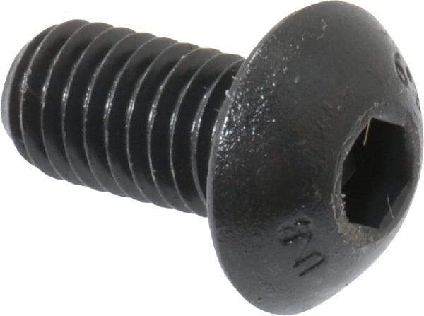 Unbrako - M5x0.80 Metric Coarse Hex Socket Drive, Button Screw - Alloy Steel, Black Oxide Finish, 10mm Length Under Head - Industrial Tool & Supply