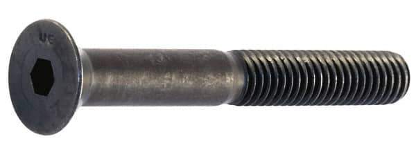 Unbrako - 1/4-20 UNC Hex Socket Drive, 82° Flat Screw - Alloy Steel, Black Oxide Finish, 1-1/2" OAL - Industrial Tool & Supply