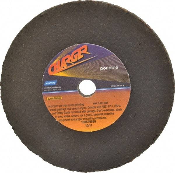 Norton - 4" Diam x 3/8" Hole x 1/4" Thick, T Hardness, 20 Grit Surface Grinding Wheel - Zirconia Alumina, Type 1, Very Coarse Grade, 15,280 Max RPM, No Recess - Industrial Tool & Supply