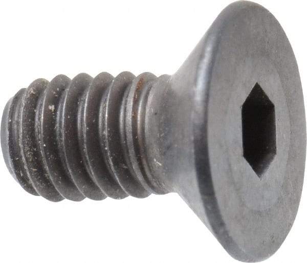 Unbrako - M4x0.70 Metric Coarse Hex Socket Drive, 90 to 92° Flat Screw - Grade 12.9 Alloy Steel, Black Oxide Finish, 8mm OAL - Industrial Tool & Supply