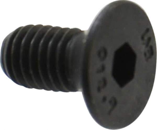 Unbrako - M5x0.80 Metric Coarse Hex Socket Drive, 90 to 92° Flat Screw - Grade 12.9 Alloy Steel, Black Oxide Finish, 10mm OAL - Industrial Tool & Supply