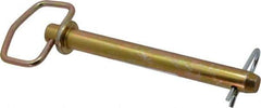 Made in USA - 3/4" Pin Diam, 7" Long, Zinc Plated Steel Pull Ring Hitch Pin - 6-1/4" Usable Length - Industrial Tool & Supply