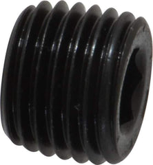 Unbrako - 1/4-18, 13/32" OAL, Alloy Steel Socket Pressure Plug - 7/8" Taper per Foot, 1/4" Hex Key - Industrial Tool & Supply