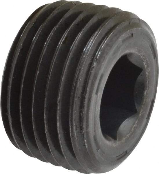 Unbrako - 1/2-14, 17/32" OAL, Alloy Steel Socket Pressure Plug - 7/8" Taper per Foot, 3/8" Hex Key - Industrial Tool & Supply
