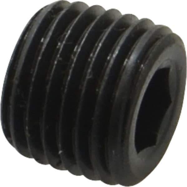 Unbrako - 1/4-18, 7/16" OAL, Alloy Steel Socket Pressure Plug - 3/4" Taper per Foot, 1/4" Hex Key - Industrial Tool & Supply