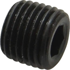 Unbrako - 1/4-18, 7/16" OAL, Alloy Steel Socket Pressure Plug - 3/4" Taper per Foot, 1/4" Hex Key - Industrial Tool & Supply
